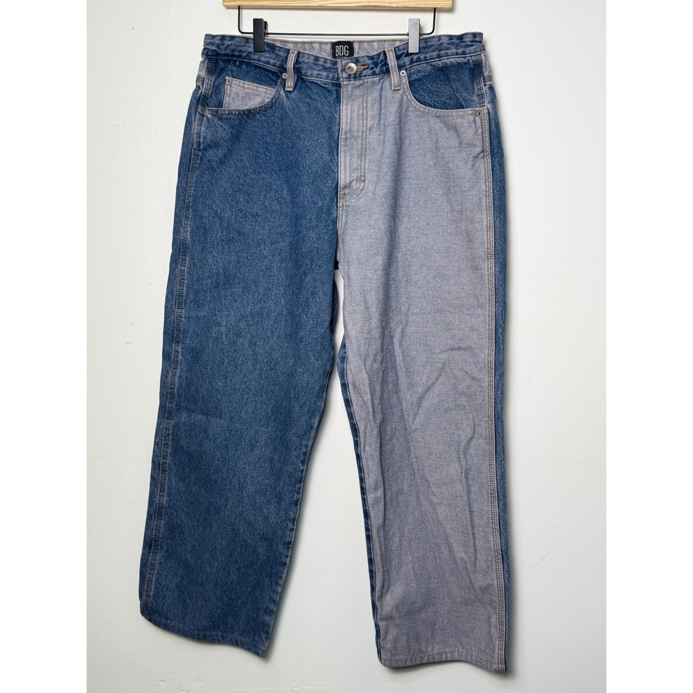 BDG Urban Outfitters Baggy Two-Tone Split Color Block Jeans Blue 34 Womens